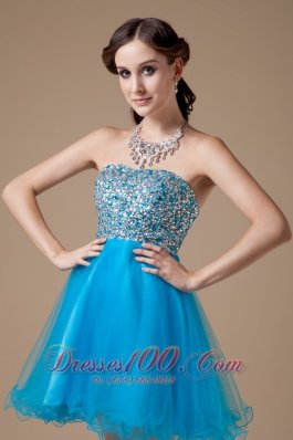 Teal A-line Cocktail Dress Colorful Beading